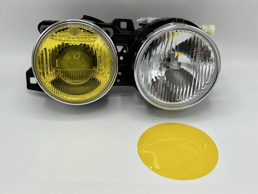 Yellow E30 headlight Paint Protection Film Vink Motorsport